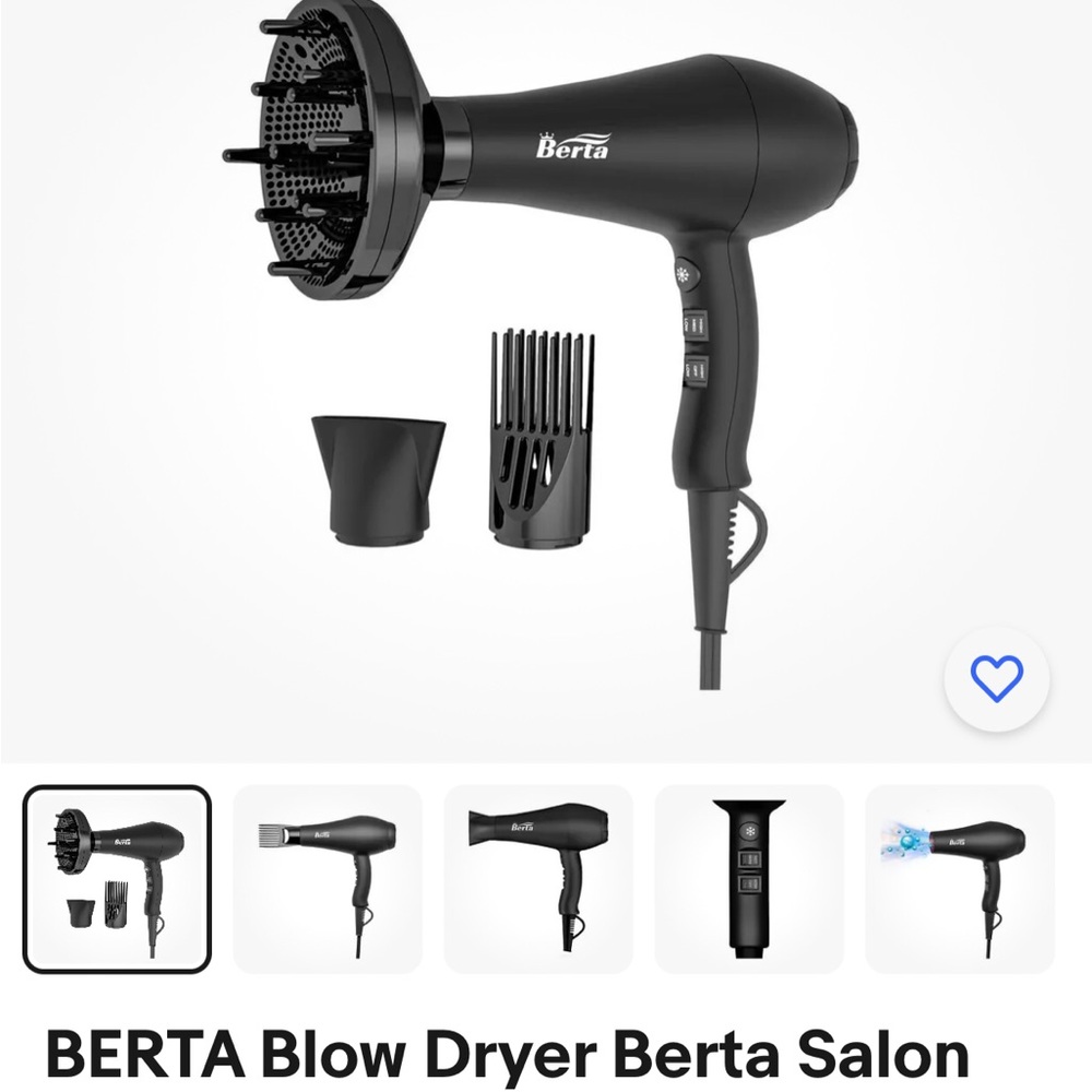 Berta IRed Blowdryer 1875watt with attachments. Never used!